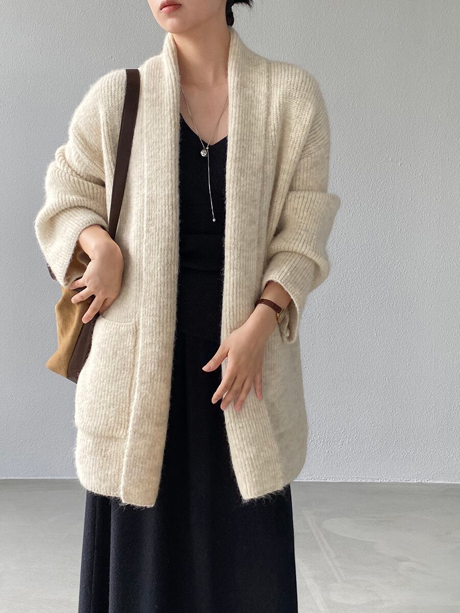 【outer】ロングニットカーディガン Q7242