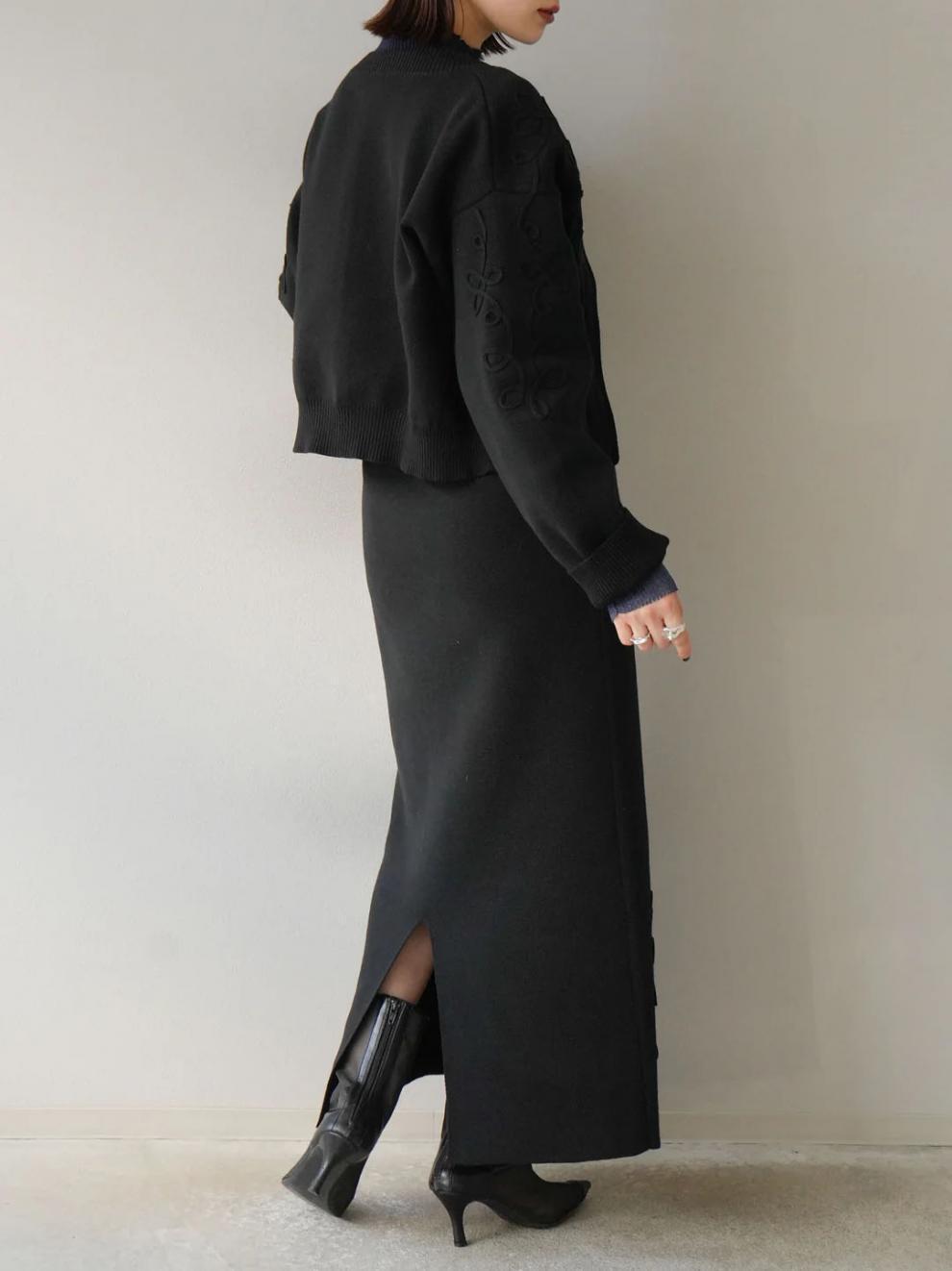 【set】ノーカラーショートジャケット×ロングスカートセット　N2751