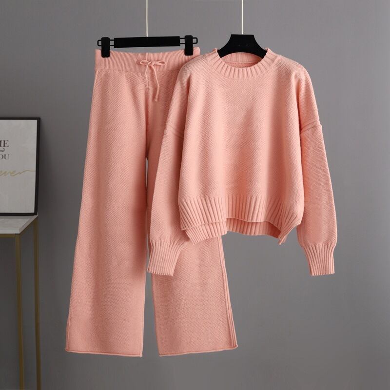 【set】ニットセーター×ワイドパンツセット　M28444