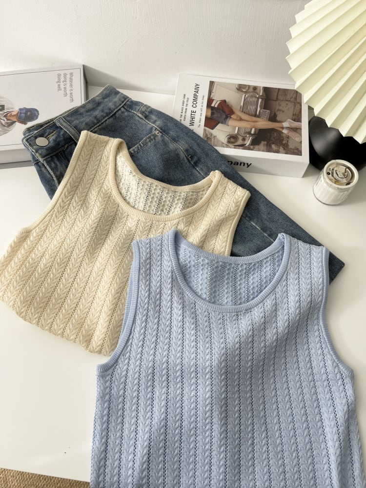 【tops】ニットノースリーブトップス　M29941