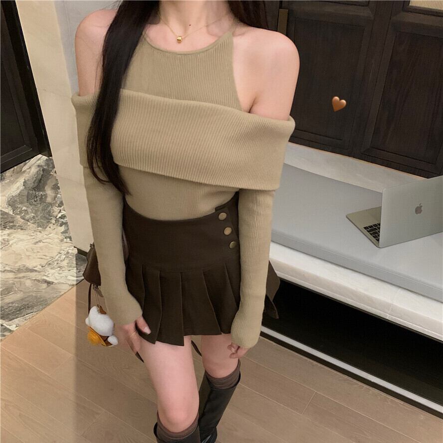 【tops】オフショルダーニットトップス　M28554