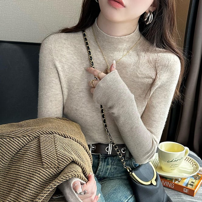 【tops】無地ニットトップス　M26445