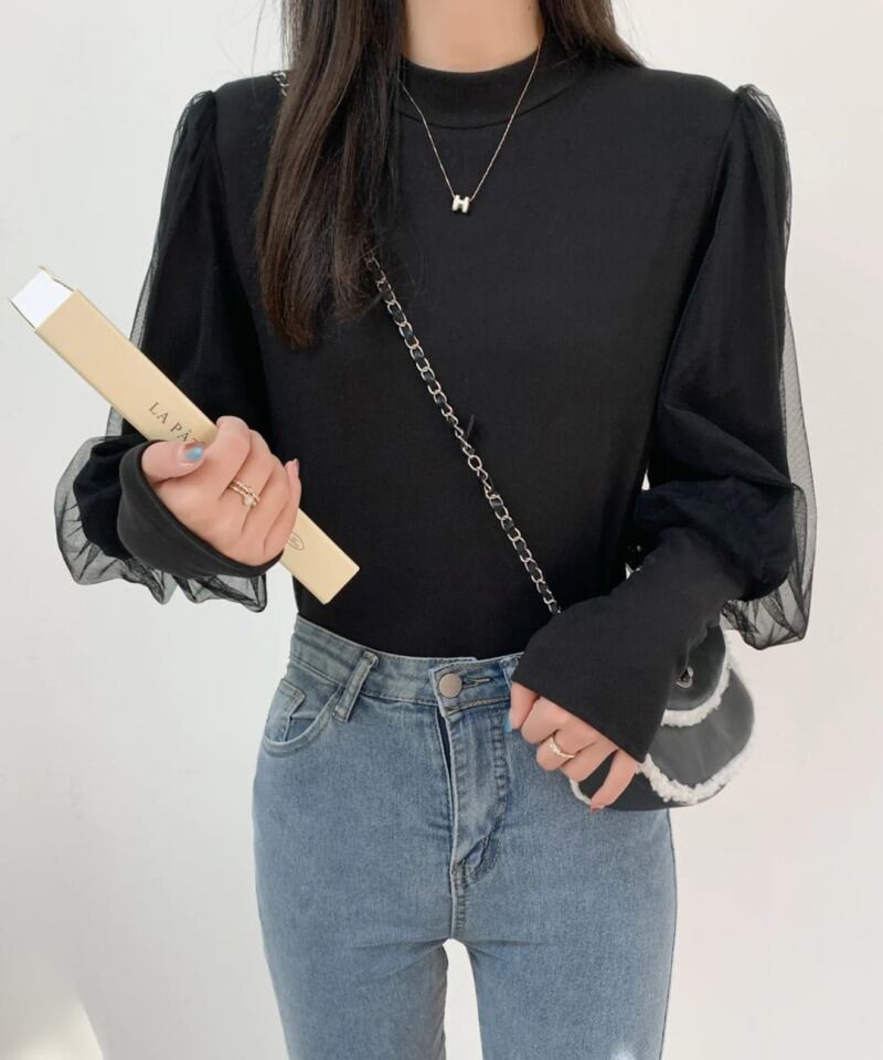 【tops】メッシュランタンスリーブTシャツG20261