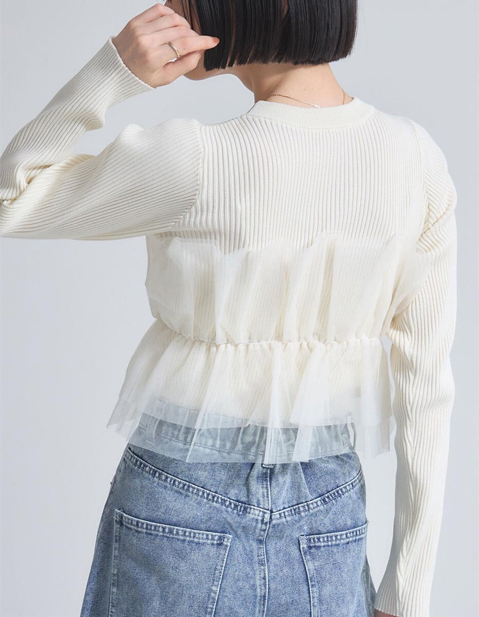 【tops】チュールドッキングニットトップス　M28014