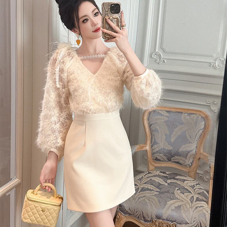 【dress】Vネックドッキングワンピース　M27370