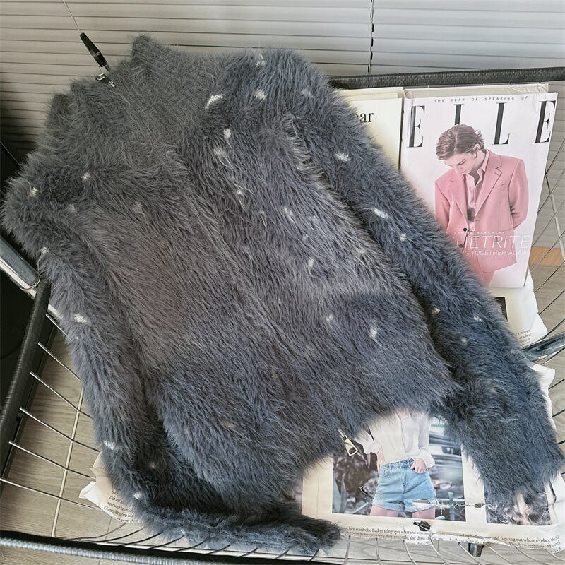 【outer】ファスナーシャギーニットカーデ　M27474