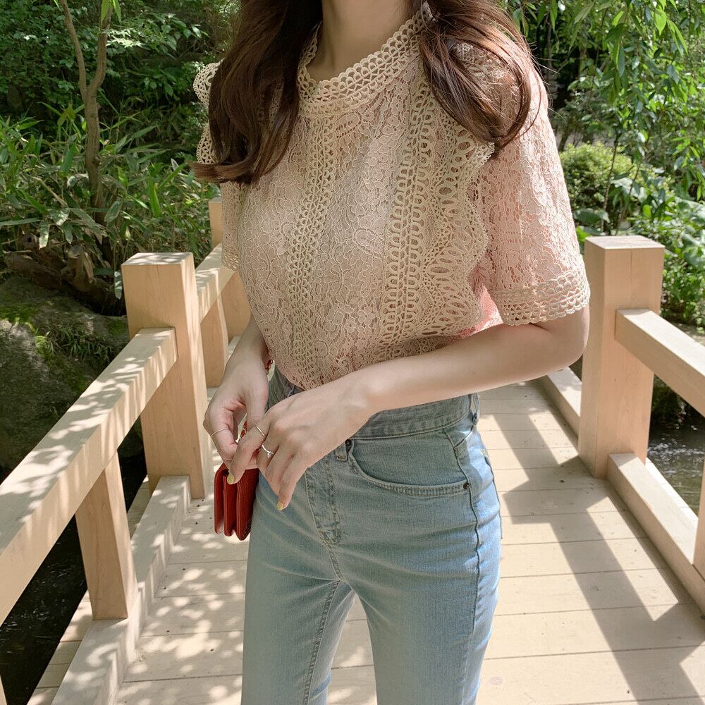 【tops】韓国系スウィート洋気レースINS風Tシャツ