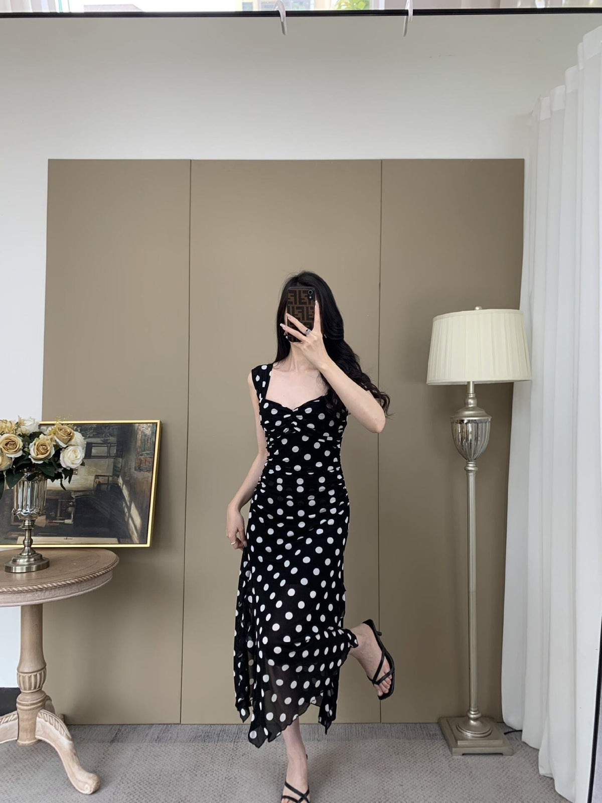 【dress】ドット柄キャミワンピース　M29994