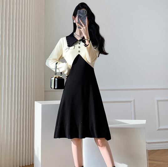 【dress】ドッキングニットワンピース　M18989