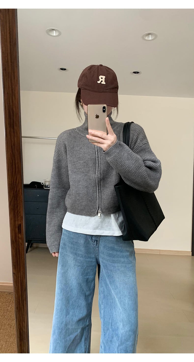 【outer】ファスナーニットカーデ　M28916
