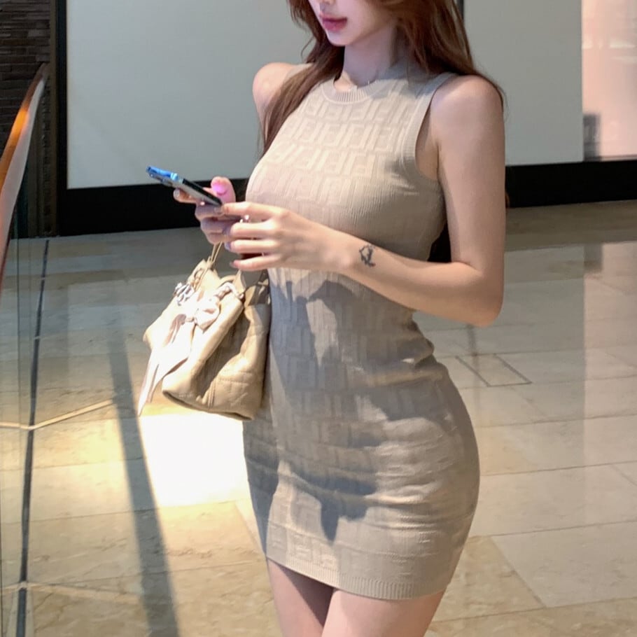 【dress】ノースリーブニットワンピース　M24508