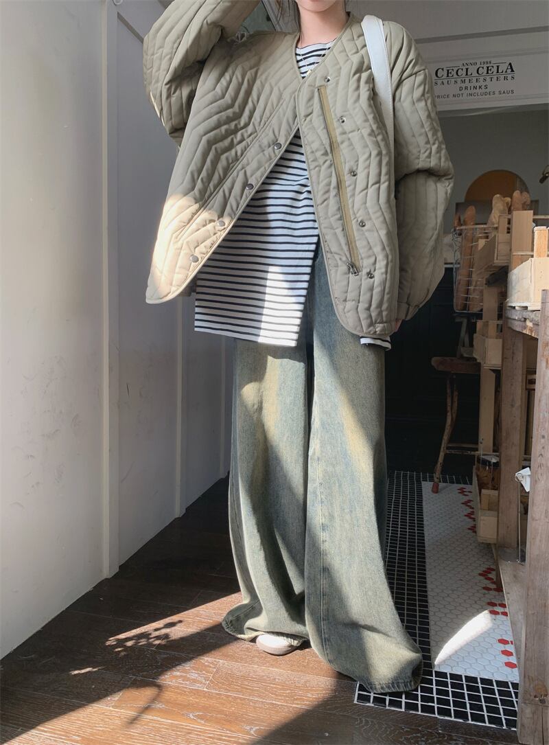 【outer】ラウンドネックショートダウン　M28264