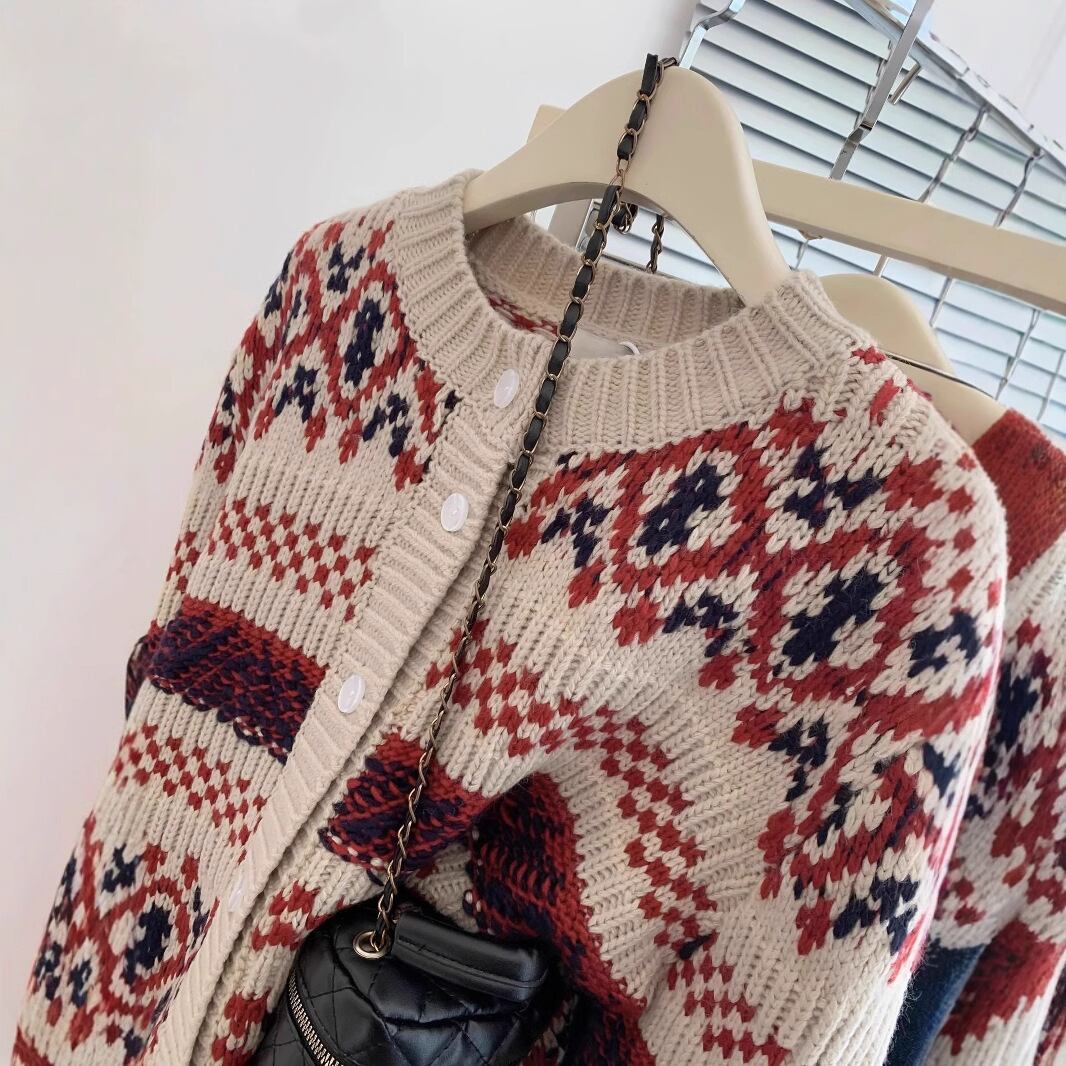 【outer】ボーダー柄ニットカーデ　M29251