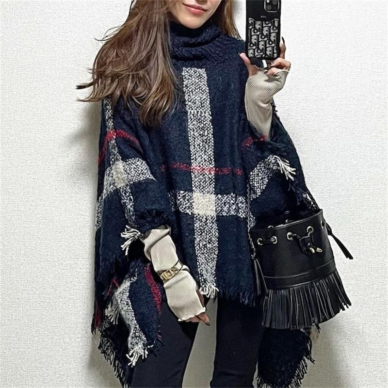 【tops】ハイネックケープニットセーター　M18451