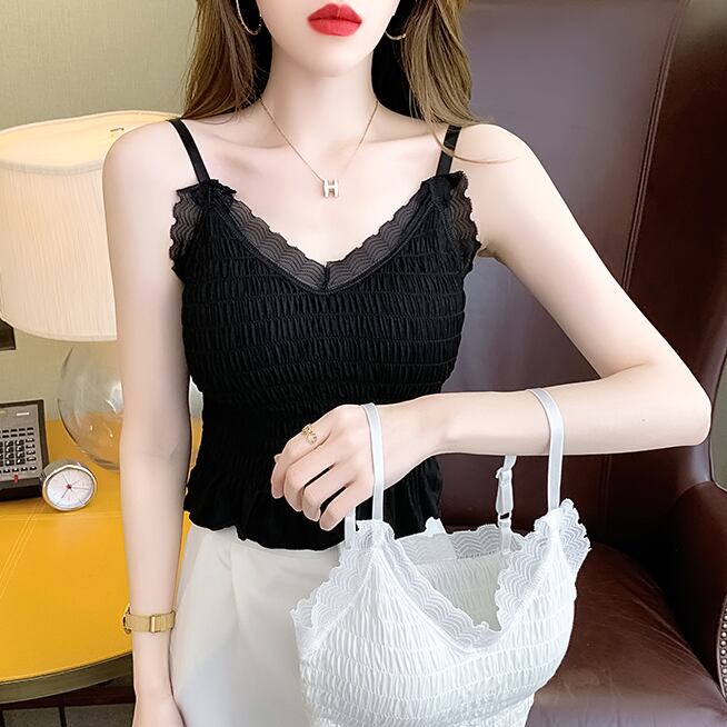 【tops】韓国ファッションおしゃれ可愛いカップ付きインナー楽盛りブラキャミF0192