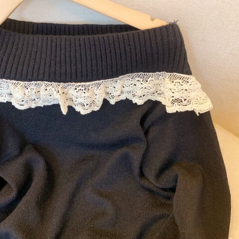 【tops】レース切り替えニットセーター　M29192