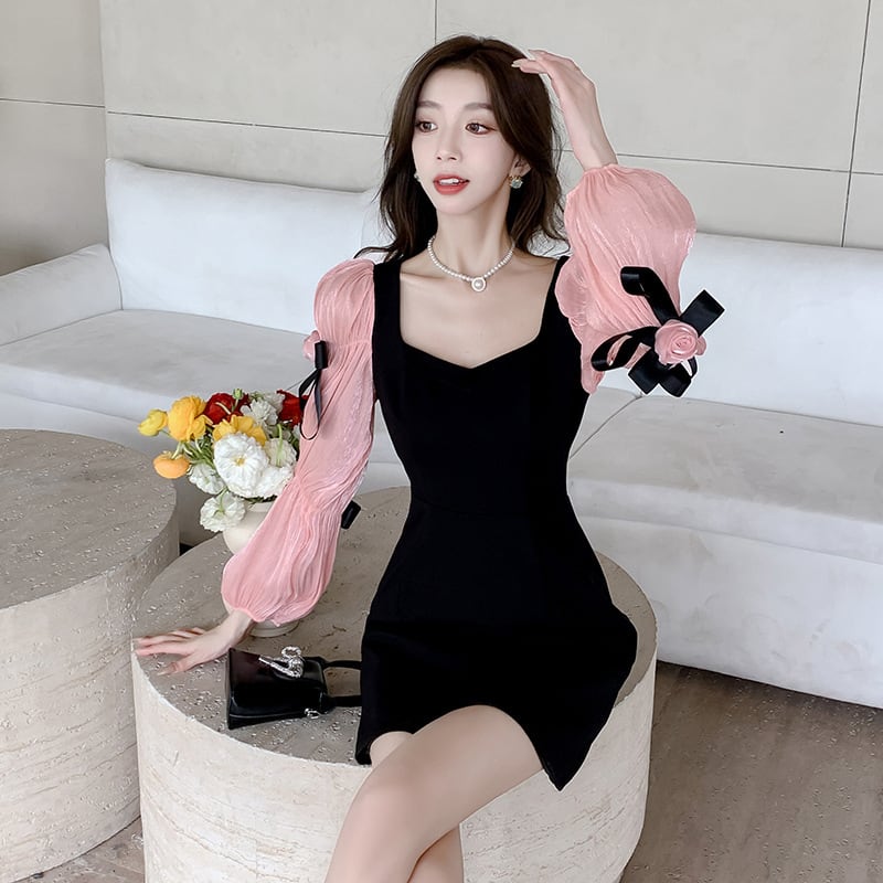 【dress】リボン付き切り替えワンピース　M26331