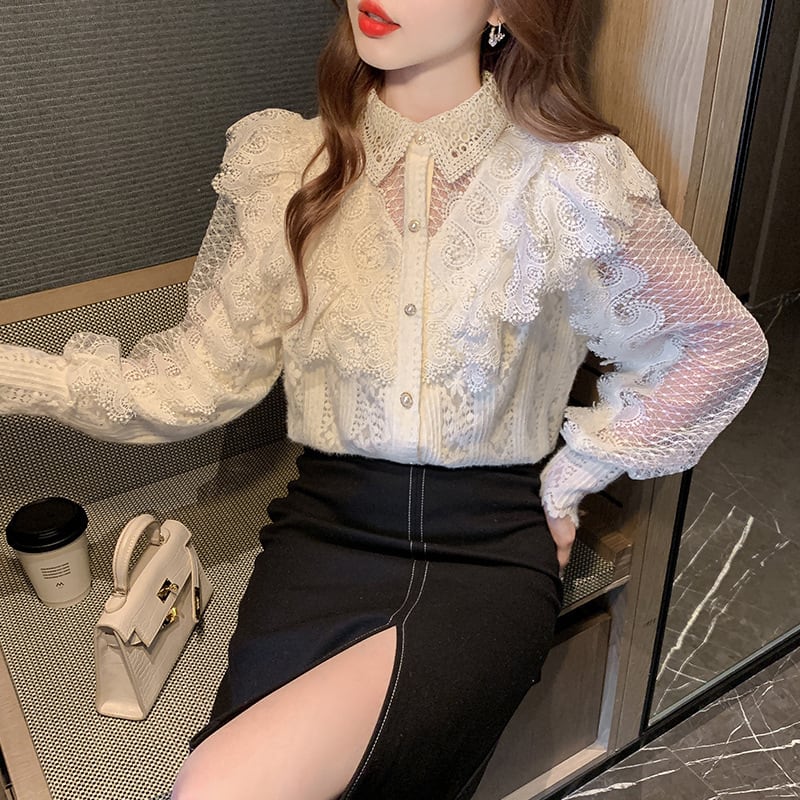 【tops】レースシャツトップス　M29262
