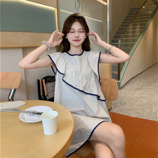 【dress】フリルストライプ柄ワンピース G20203