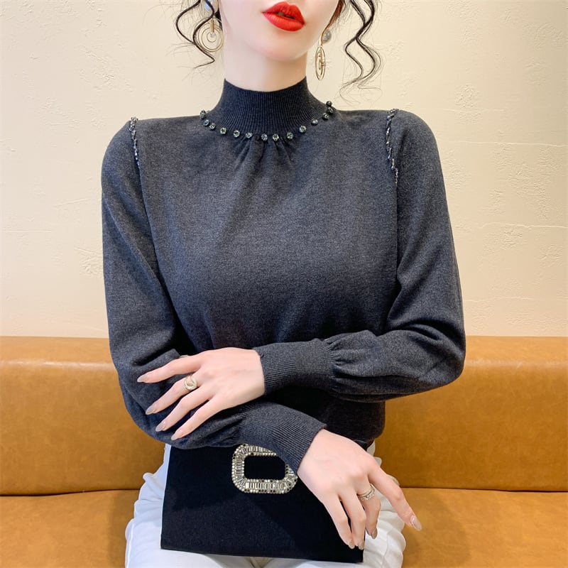 【tops】ビジューニットトップス　M27840