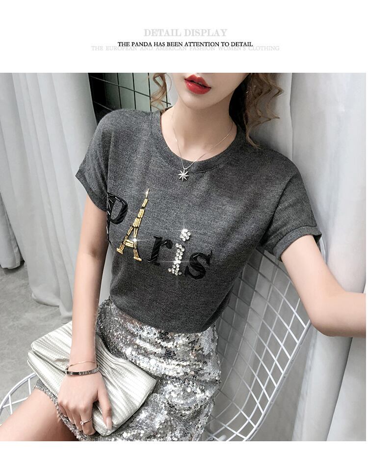 【tops】ラウンドネック半袖英字柄ファッションTシャツF0116