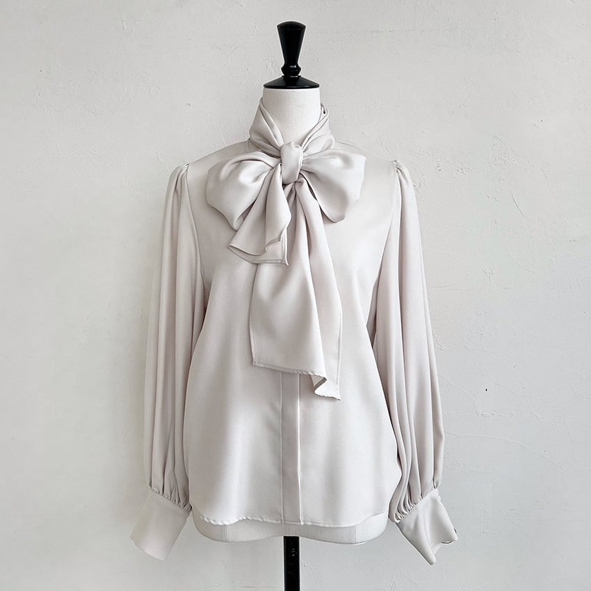 【tops】リボン付きシャツトップス　M28012