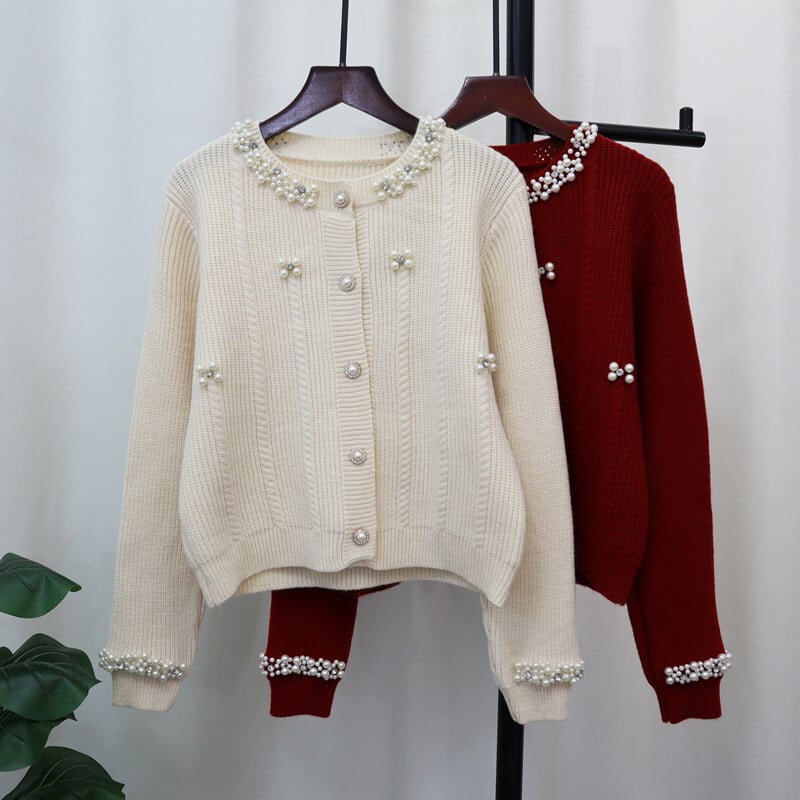 【outer】パールニットカーデ　M27592