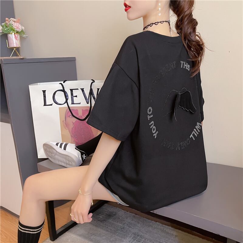 【tops】オシャレ度満点〜ラウンドネック半袖英字柄ファッションゆったり着回しTシャツ