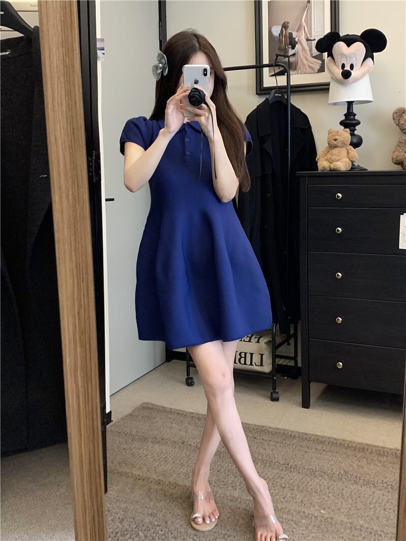 【dress】ポロネック立体感ミニワンピース　N2667