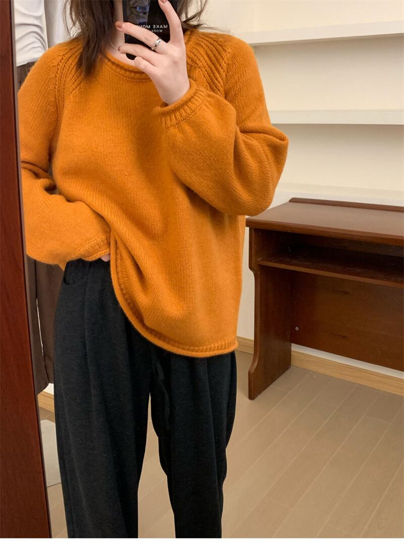 【tops】クルーネックニットセーター　M18672