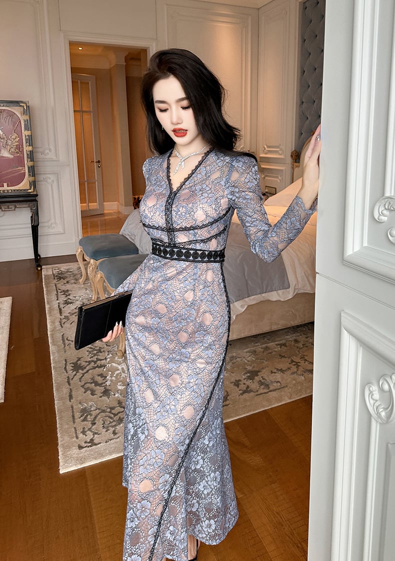 【dress】レースマーメイドワンピース　M28405