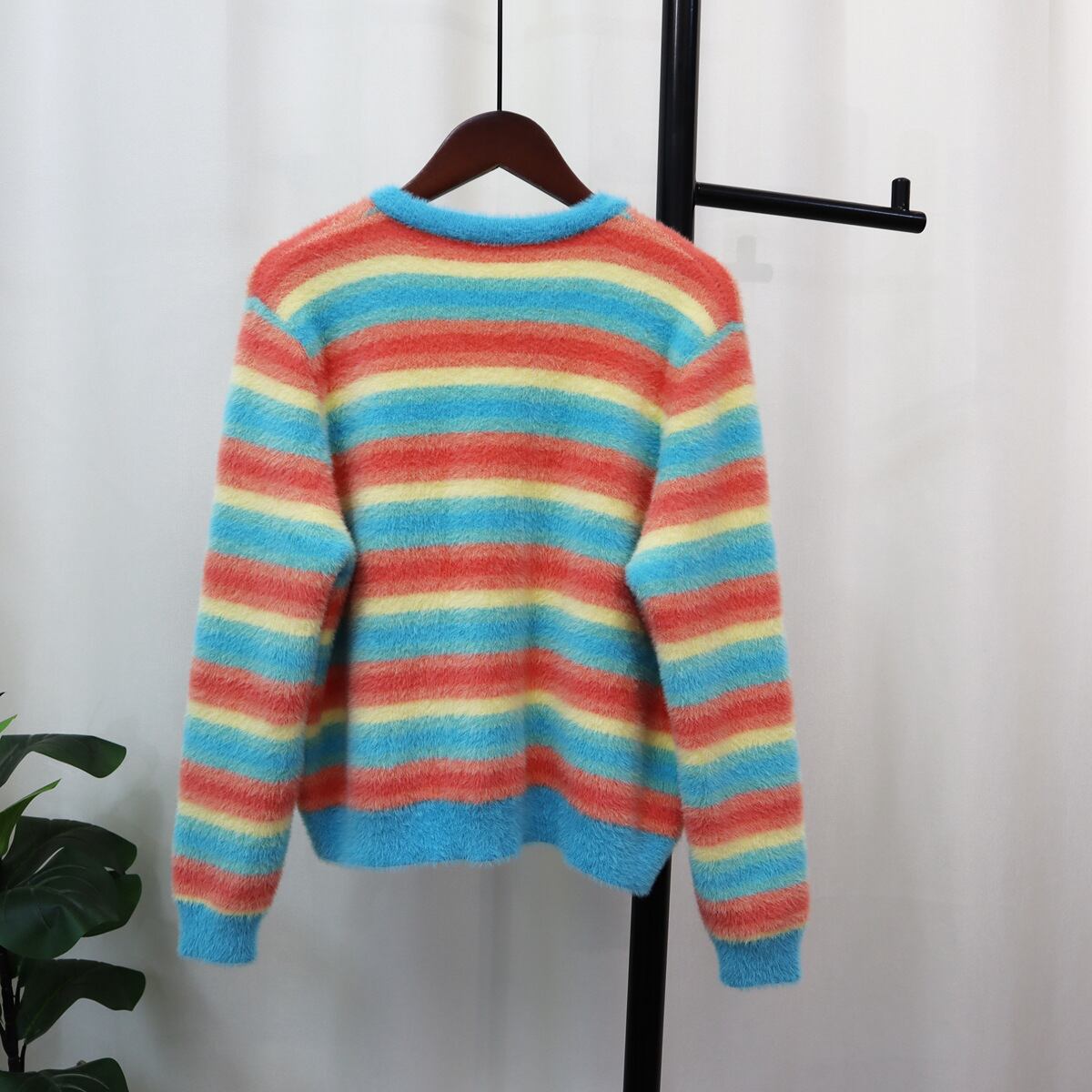 【outer】ボーダー柄配色ニットカーデ　M18548