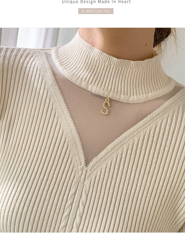 【tops】チュールドッキングニットトップス　M27180