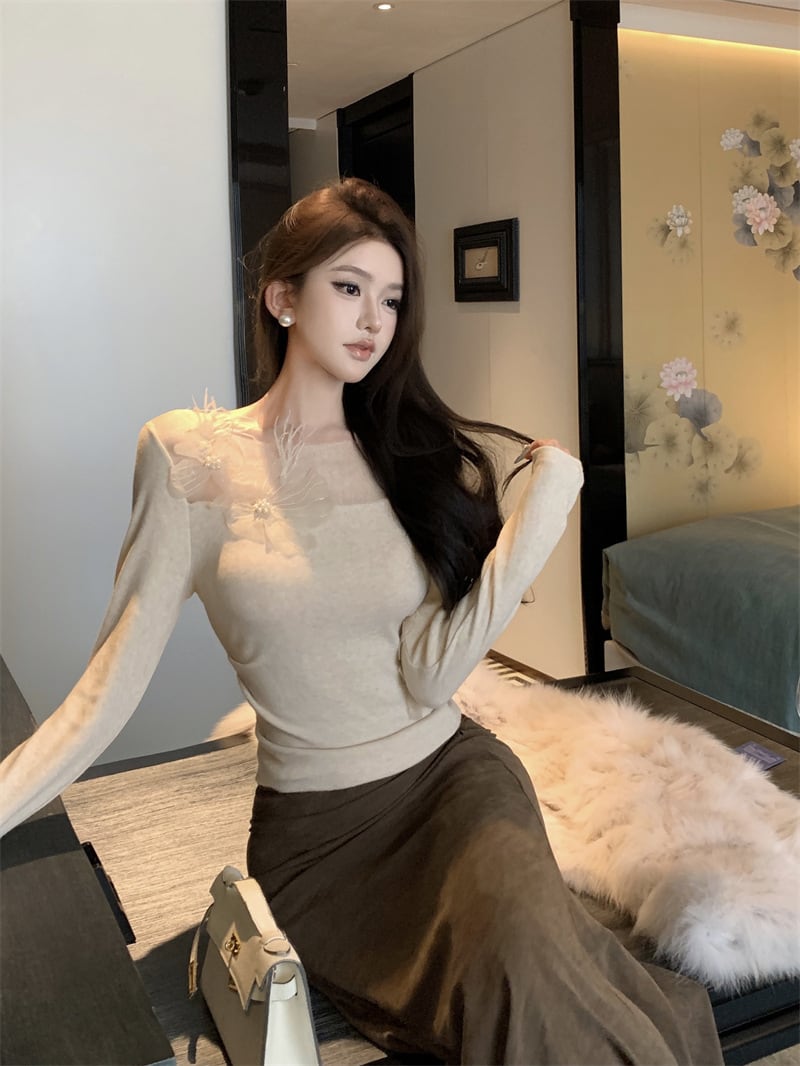 【tops】チュールコンビ立体フラワートップス　M28376