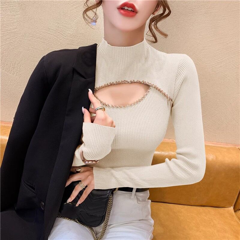 【tops】ビジューニットトップス　M27075