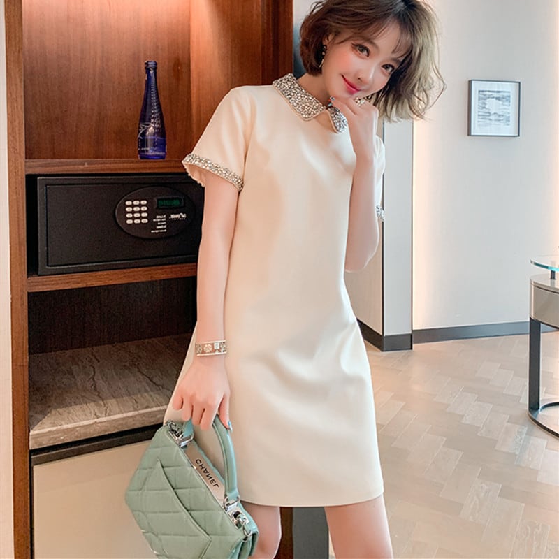 【dress】ラインストーン付きミニワンピース Q8435