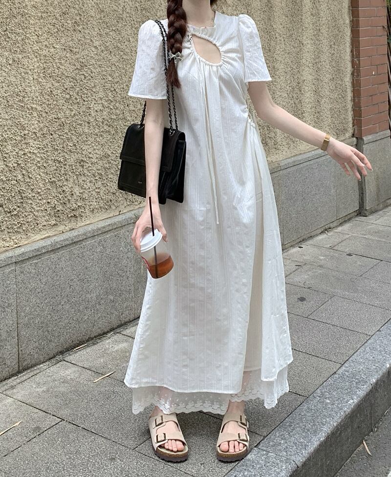 【dress】レース切り替えワンピース G20357