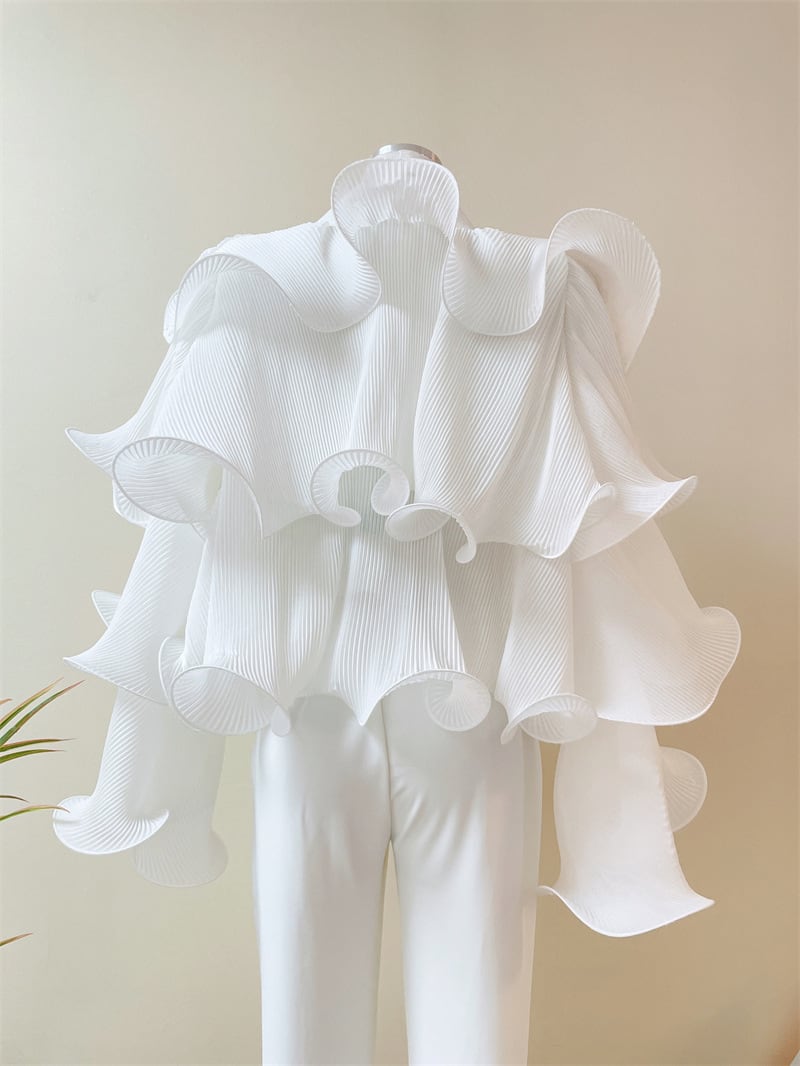 【tops】VネックフリルブラウスF7054