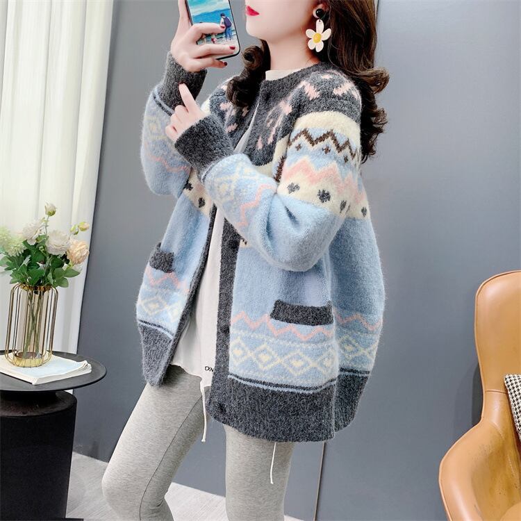 【outer】ジャカードニットカーデ　M27643