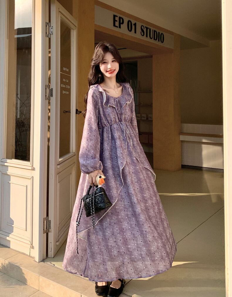 【dress】フレアロングワンピース Q8221