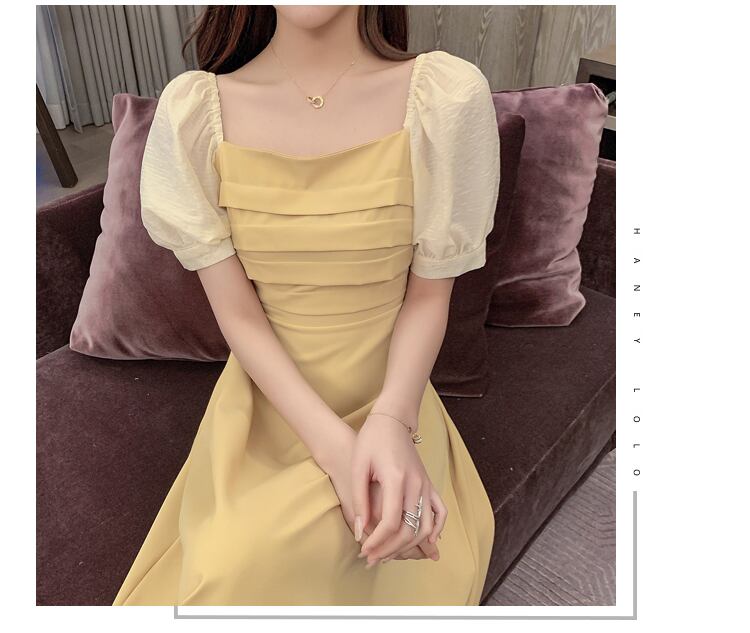 【dress】好感度UP!気質満点レトロパフスリーブ切り替えワンピース