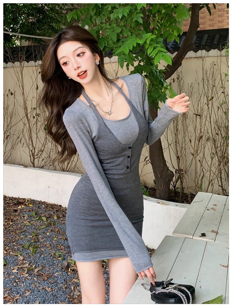 【dress】切り替え配色ワンピース　M29558