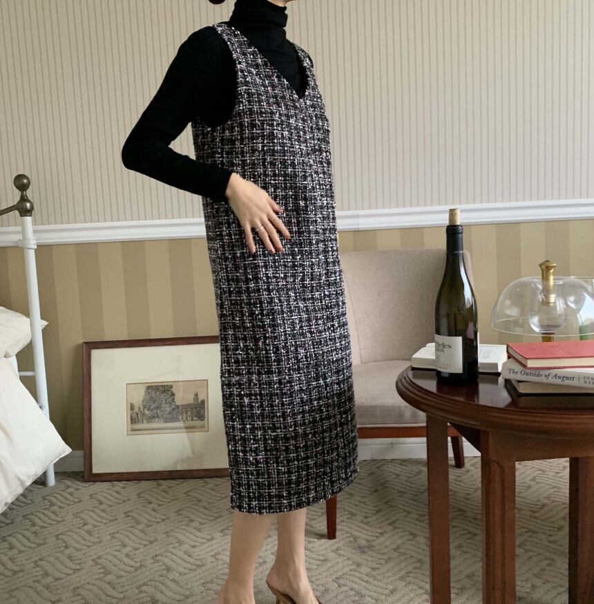 【dress】ツイードノースリーブワンピース　N2197