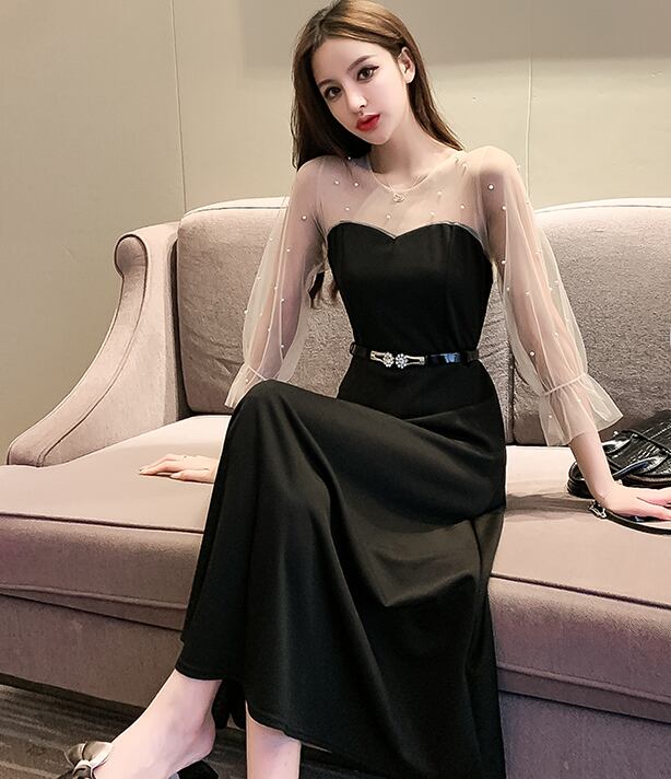 【dress】優しい雰囲気!韓国風気質満点魅力的レトロパフスリーブワンピース G0188