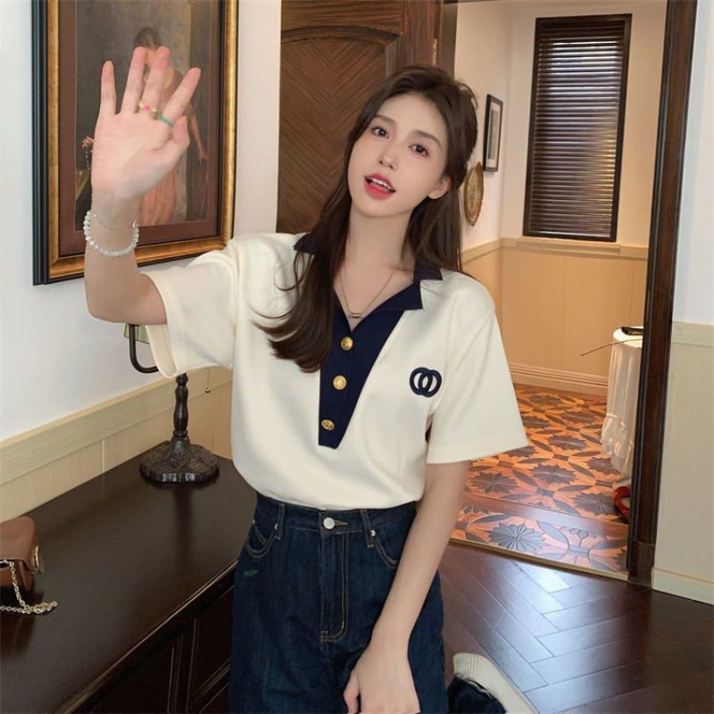 【tops】POLOネックデザインTシャツG21361