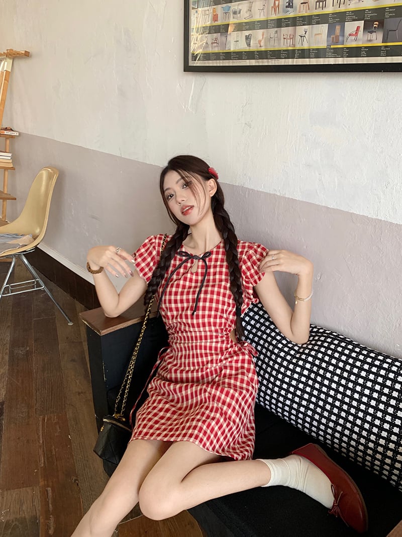 【dress】チェック柄ワンピース　M24139