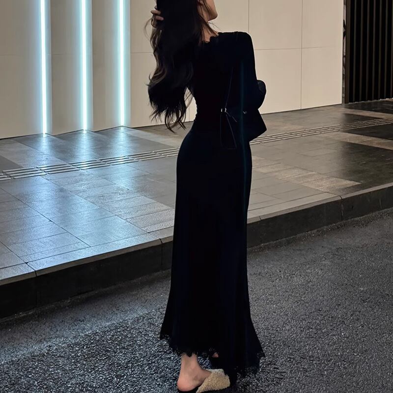 【dress】Vネックレースワンピース　M19071