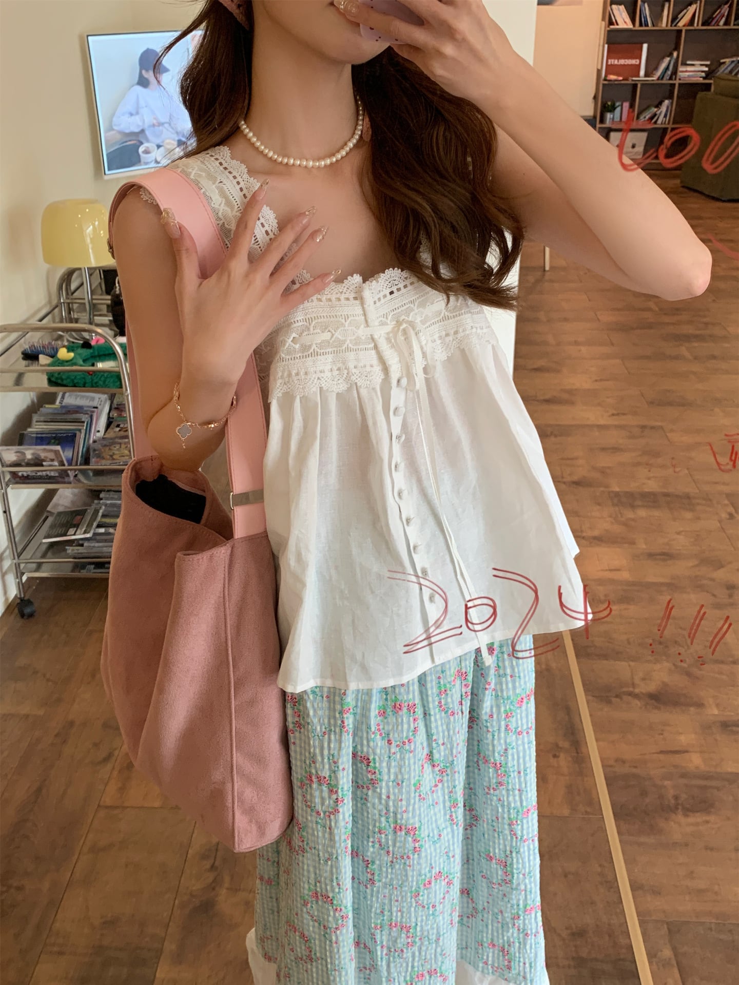 【bottoms】Aライン花柄スカートG20484