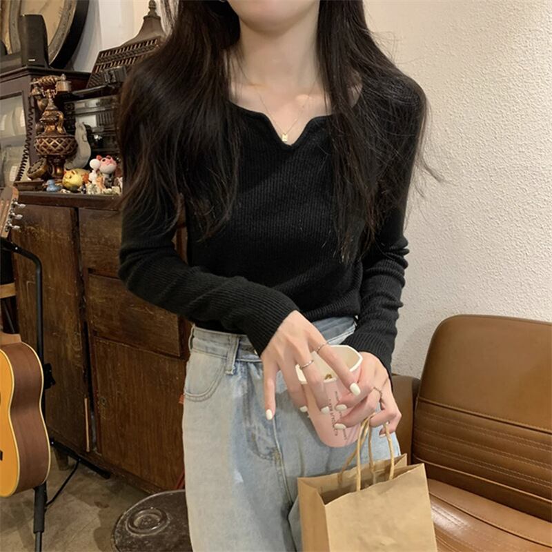 【tops】Vネックニットトップス　M18569