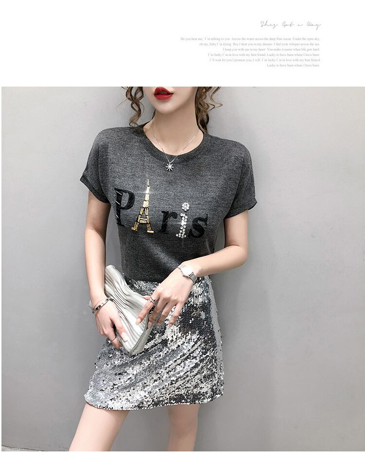 【tops】ラウンドネック半袖英字柄ファッションTシャツF0116